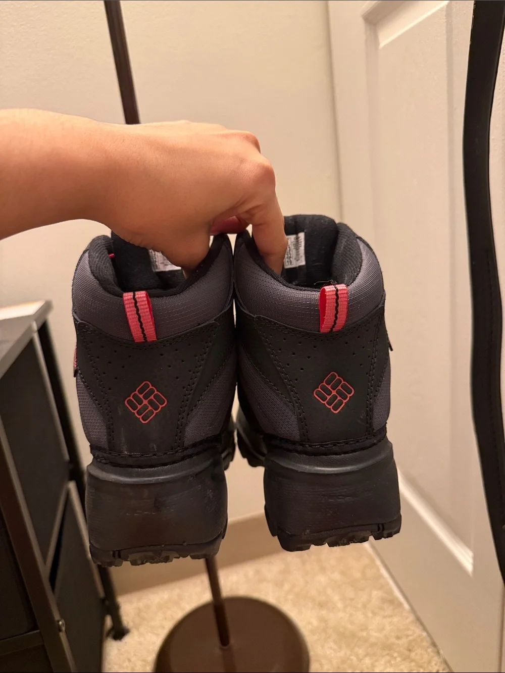 Columbia Kids Black Boots with Red Laces